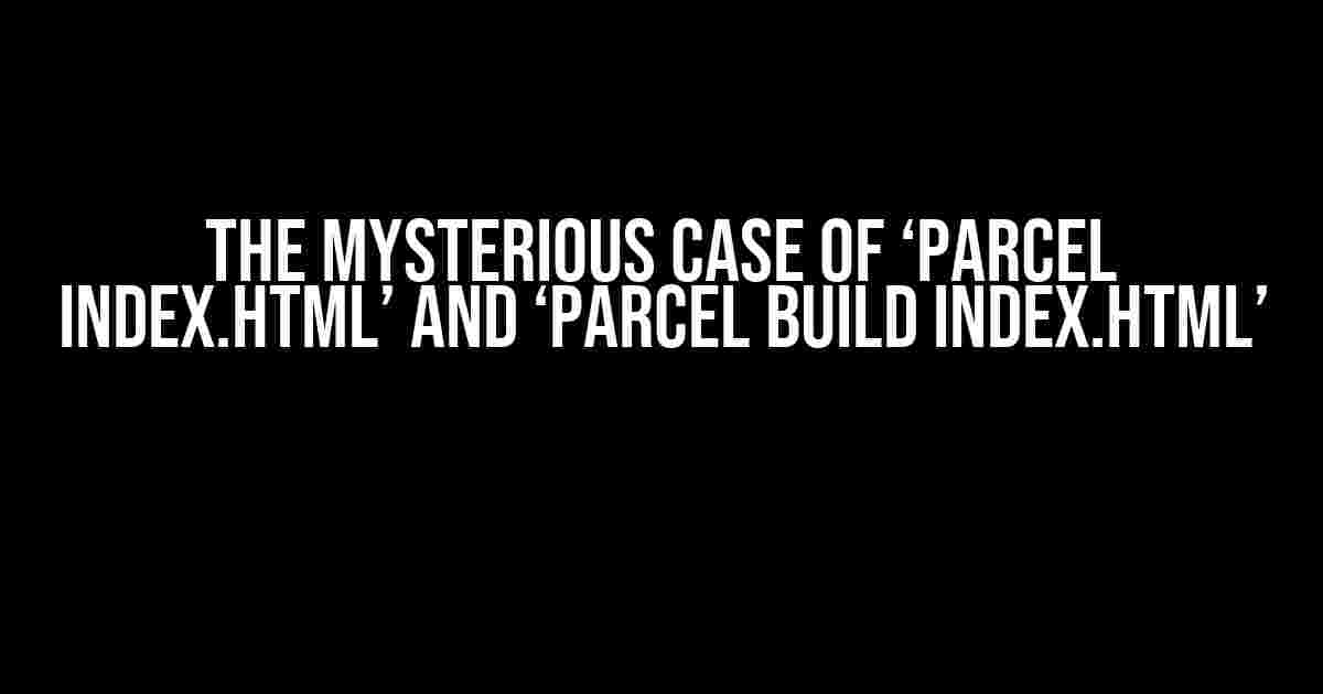 The Mysterious Case of ‘parcel index.html’ and ‘parcel build index.html’